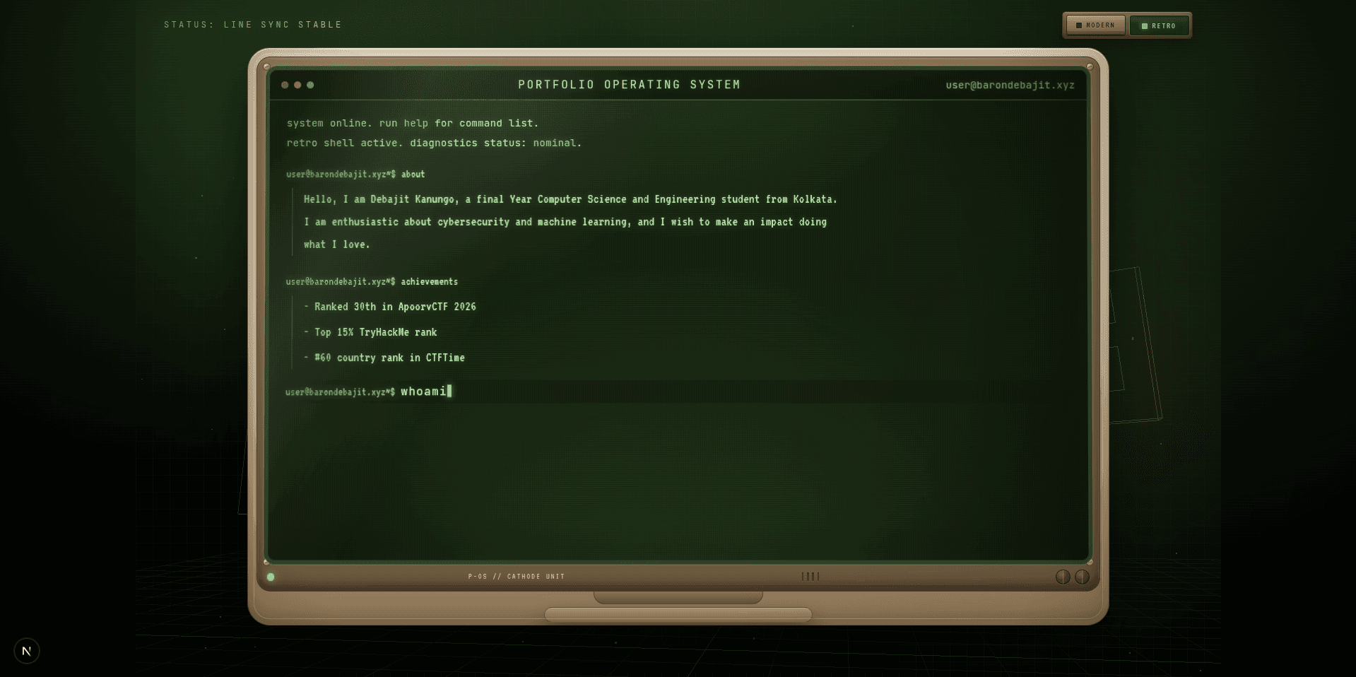 Terminal Style Portfolio screenshot 2